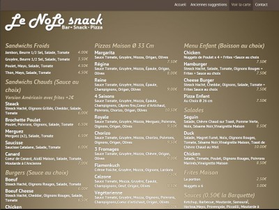 Le menu en ligne
